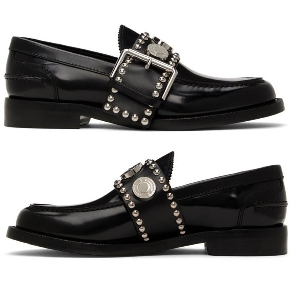 Burberry Marita Loafers Black Buffed Leather Silver Buckle Strap Sz 39 NWB main image 5